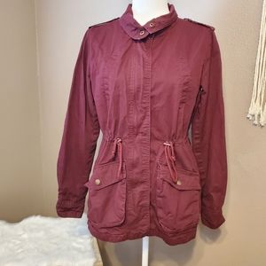 Ambiance Outerwear Maroon Cargo Jacket Sz M